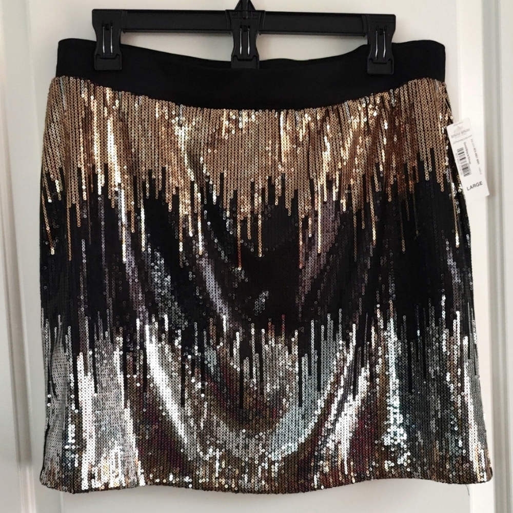 Bisou Bisou Multicolored Mini Pencil Skirt with Sequin Design for Cocktail NWT